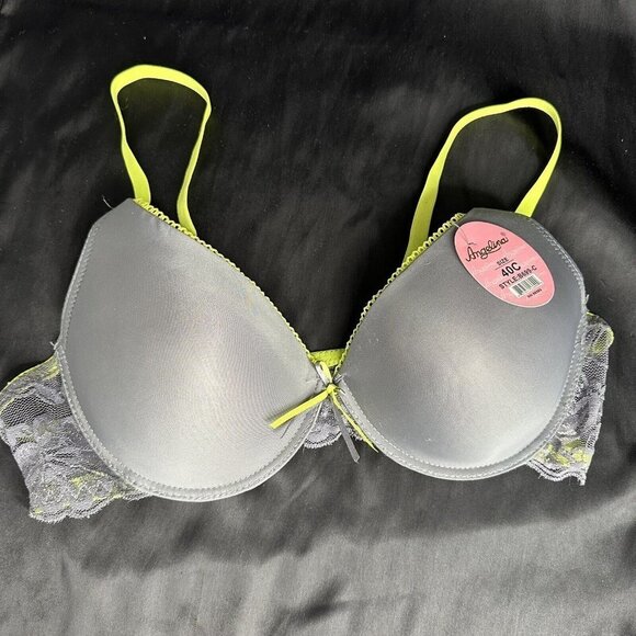 Angelina Grey Green Bra Silky Lace Detail Convertible Removable AdjustableStraps - Picture 2 of 11